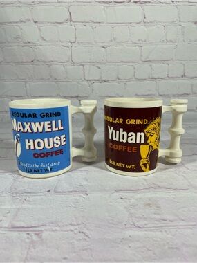 Vintage Maxwell House and Yuban Coffee Ceramic Mugs Set of 2